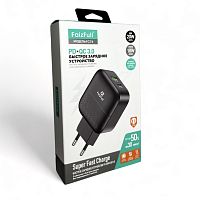 СЗУ FaizFULL FC76 с USB выходом QC3.0+Type-C (PD3.0) выход 18W (5V-3.0A/9V-2A/12V-1.5A) черный