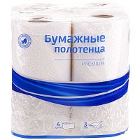 Полотенца бумажные в рулонах OfficeClean "Premium", 3-слойные, 11м/рул, тиснение, белые, 4шт.