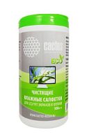 Салфетки Cactus CS-T1001E для экранов и оптики туба 100шт влажных 