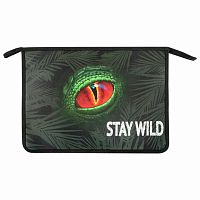 Папка для тетрадей ЮНЛАНДИЯ А4, 1 отделение, пластик, на молнии, Stay wild, 271081