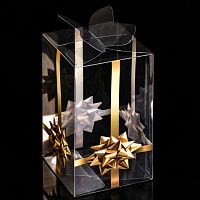 Складная коробка из PVC "Золотой бантик",  6 х 6 х 10 см   