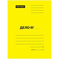 Скоросшиватель OfficeSpace "Дело", картон мелованный, 300г/м2, желтый, пробитый