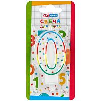 Свеча для торта с держателем ArtSpace "Цифра 0", 8,5см, блистер