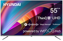 Телевизор LED Hyundai 55" H-LED55BU7100 Smart WebOS Frameless Metal серый/серый/4K Ultra HD/DVB-T/60