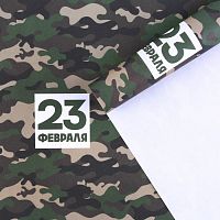 Бумага крафтовая белая «23 февраля хаки», 50 x 70 см  