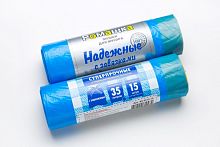 Мешки д/м с завязками  ПСД НАДЕЖНЫЕ 35л 22мкм (15шт) синие /30 ВЗ351512