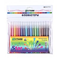 Фломастеры Стамм "Star", 18цв., смываемые, пакет, европодвес