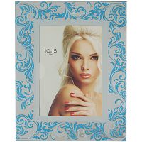 Фоторамка стеклянная 10*15см OfficeSpace "Узоры", синий