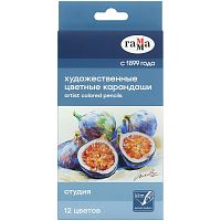 Карандаши цветные художественные Гамма "Студия", 12цв., заточен., картон. упаковка  