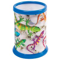 Подставка-стакан для канцелярских принадлежностей BRAUBERG, 3D ЭФФЕКТ, Ящерицы, D87x106мм, 236442