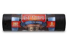 Мешки д/м ПВД Броня РУЛОН с завязками 180л 65мкм 5шт 2-х.сл.