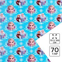 Бумага упаковочная глянцевая, Холодное сердце, 70х100 см   