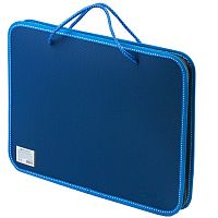 Папка на молнии пластиковая с ручками BRAUBERG А4, 350*270*45 мм, фактура бисер, синяя, 225163