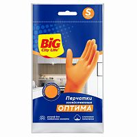 Big City перчатки латексные Оптима оранжевые S