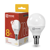Лампа светодиодная LED-ШАР-VC 8Вт шар 230В E14 3000К 760лм IN HOME 4690612020549