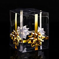 Складная коробка из PVC "Золотой бантик", 12 x 12 x 15 см   