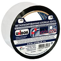 Клейкая лента МЕТАЛЛИЗИРОВАННАЯ 48мм х 50м, ПОЛИПРОПИЛЕНОВАЯ ОСНОВА, подвес, UNIBOB, 39117