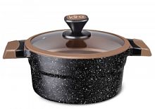 LR02-303 Кастрюля LARA серия МАРСЕЛЬ 24x11,5см  4.5л  "Bronze stone", крышка, силикон, все типы плит