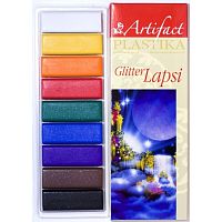 Полимерная глина запекаемая набор Artifact LAPSI Gliter 9цв*20г (180г) с блёстками 