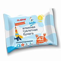 Бумага туалетная влажная детская 42шт, БИОРАЗЛАГАЕМАЯ, смываемая, LAIMA Kids, 115223