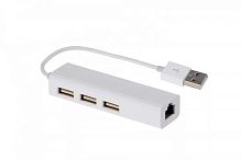 Разветвитель USB-hub 2.0 (RTL-01A) (USB-hub 3 порта USB, 1 порт Ethernet)  (розница)