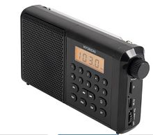 Радиоприемник портативный Hyundai H-PSR115 черный USB microSD 
