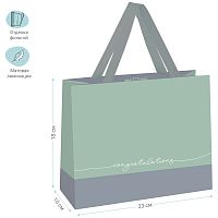Пакет подарочный 23*18*10см MESHU "Duotone. Gray-mint", отд. фольгой, матовая ламинация 