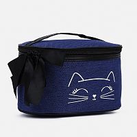 Косметичка-сундук Кэт, 22*15*13, отдел на молнии, подклад, синий   9653994