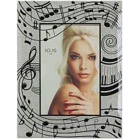 Фоторамка стеклянная 10*15см OfficeSpace "Мелодия", серебро