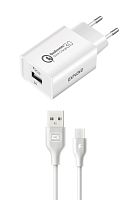 Сетевое ЗУ/Exployd/18W/QC3.0/microUSB 2.4A/1хUSB 3A/белый/Shaft/EX-Z-1360