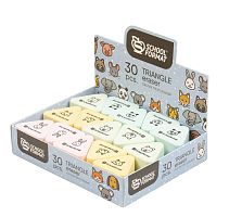 Ластик Schoolformat ANIMALS резина 33х33х13 мм треуг. ассорти мягкий индив.штрих-код