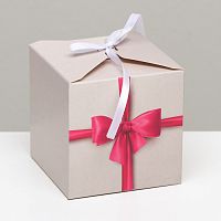 Коробка складная, подушка квадратная, "Розовый бант" 10 х 10 х 10 см 