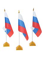 Флаг России с гербом, набор 12 штук, 14 х 10.5 см, флагшток 24 х 5.5 см, полиэстер   10795132