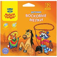Мелки восковые утолщенные Мульти-Пульти "Енот в Мексике", 12цв., круглые, картон, европодвес