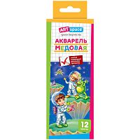 Акварель ArtSpace, медовая, 12 цветов, без кисти, картон, европодвес