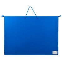 Папка для рисунков и чертежей ПИФАГОР А2, 1 отд, пластик, ручки-шнурок, на молнии, синяя, 270874