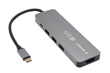 Док-станция Type-C Gembird UHB-D1 5в1: 3хUSB3.1, Type-C PD100W, HDMI, кабель 17см, алюминий