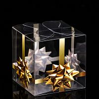 Складная коробка из PVC "Золотой бантик", 7 x 7 x 7 см   