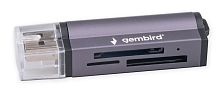 Картридер USB2.0 Gembird FD2-MSD-5 4в1: SD, TF (MicroSD), MS, M2, алюминий