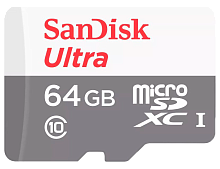 Флеш карта microSD 64Gb SanDisk microSDXC Class 10 Ultra UHS-I 100Mb/s <SDSQUNR-064G-GN3MN>