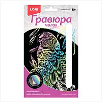 Гравюра малая с голографическим эффектом Lori "Попугай на ветке", 23*13,5см