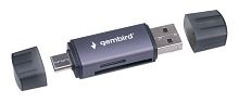 Картридер Type-C/USB (OTG) Gembird FD2-MSD-6 2в1: SD, TF (MicroSD), алюминий