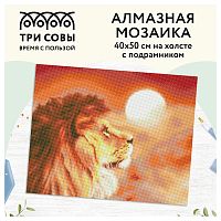 Алмазная мозаика ТРИ СОВЫ "Закат", 40*50см, холст на деревянном подрамнике, картонная коробка с плас