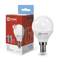Лампа светодиодная LED-ШАР-VC 11Вт шар 230В E14 6500К 1050лм IN HOME 4690612024929