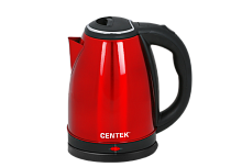 Чайник Centek CT-1068 RED (красный) металл 2л, 2000W, хромированная вставка на крышке