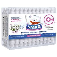 Умка Палочки ватные детские с огранич.60шт