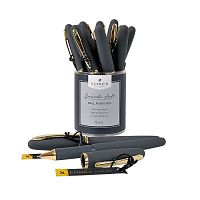 Ручка маслян. LOREX серия Grande Soft 0,70 мм синий, цвет корпуса: серый, зол.дет., резин.грип, круг