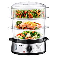 Пароварка Centek CT-1457  <9л>  800Вт, стальной корпус, таймер 60 мин, 3 контейнера