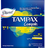 TAMPAX Compak Тампоны женские гигиенические с аппликатором Regular Single 8шт