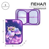Пенал 3 секции 1 отделение 140*210 ткань П3с-21 Calligrata TOP Block дев "Совушка" 9305870